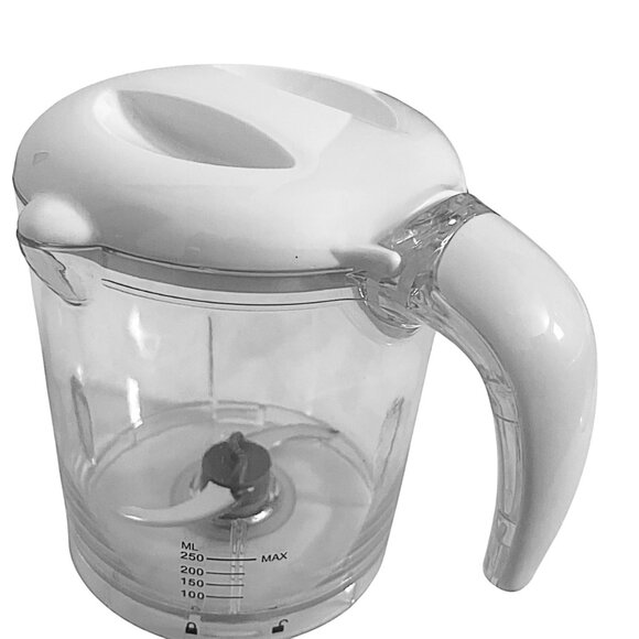 Mini Electric Food Chopper 250ml Replacement Jar White Lid Clear Plastic Bowl - Picture 2 of 7